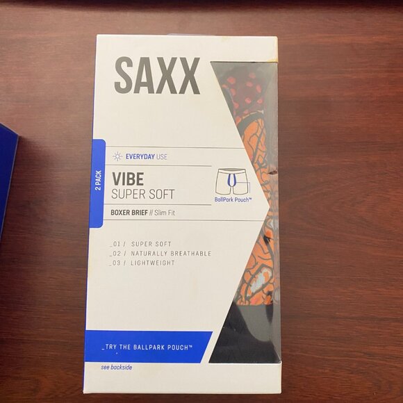 Saxx VIBE 2 pack Boxer Briefs Ultimate Comfort Tropical Wax & Black - Picture 2 of 3